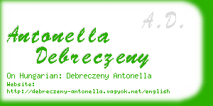 antonella debreczeny business card